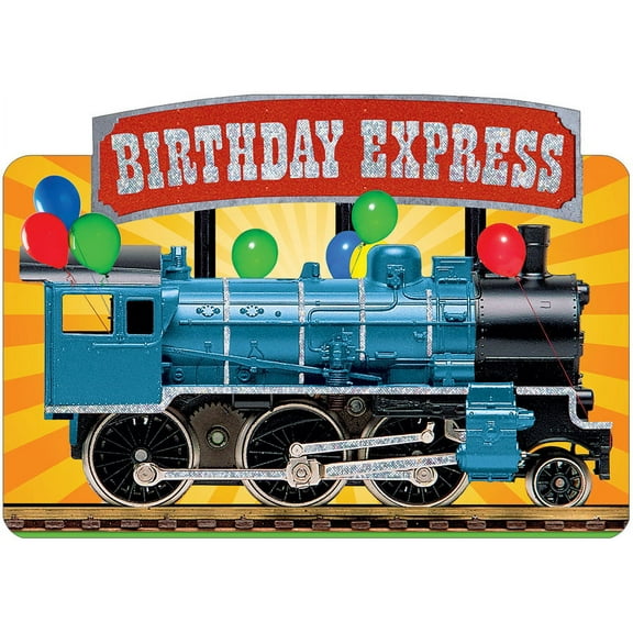 Paper House Productions Birthday Express Train Die Cut Foil Birthday Card For Kids