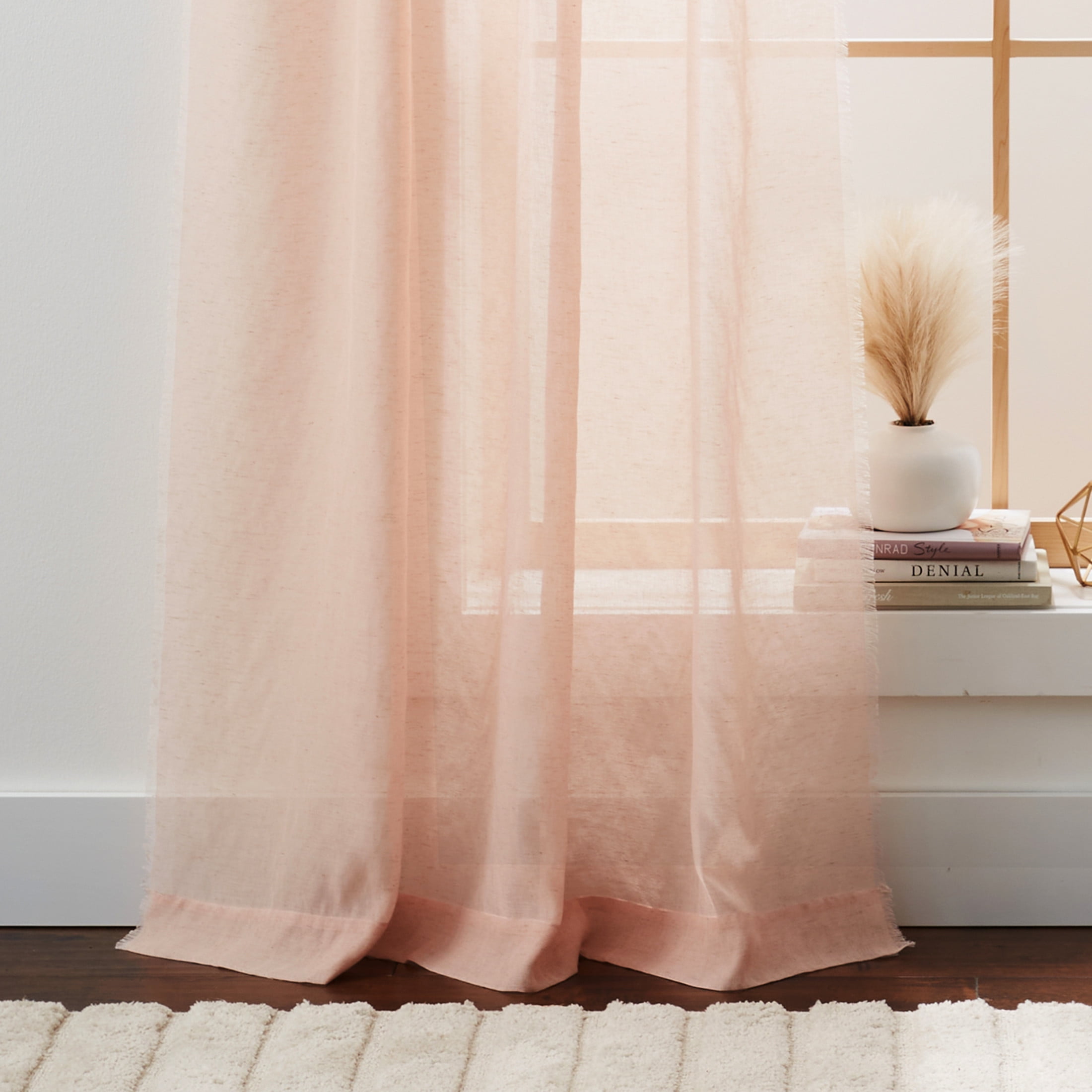 Better Homes & Gardens Solid Fringe Rod Pocket Curtain, Single Panel, Cherry Blossom, 50" W x 95" L