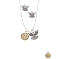 thumbnail image 2 of Delight Jewelry Goldtone Disc with Crystal Peace Sign Silver tone Guardian Angel Charm Necklace and Stud Earrings, 2 of 4