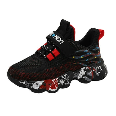 ZHAGHMIN Toddler Boys Girls Breathable Sneakers Athletic Running Shoes Hook Loop Girls Sneaker Casual Shoes Baby Socks Shoes Red Size33