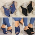 thumbnail image 3 of FNNMNNR Denim Platform Wedges Women Espadrille Wedges Sandals with Knotty Bow Detail New, 3 of 10