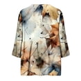 thumbnail image 5 of CLOISE 3/4 Length Sleeve Womens Tops Shirts Loose Floral V Neck Pullover Casual Fall Clothes Multicolor M, 5 of 5
