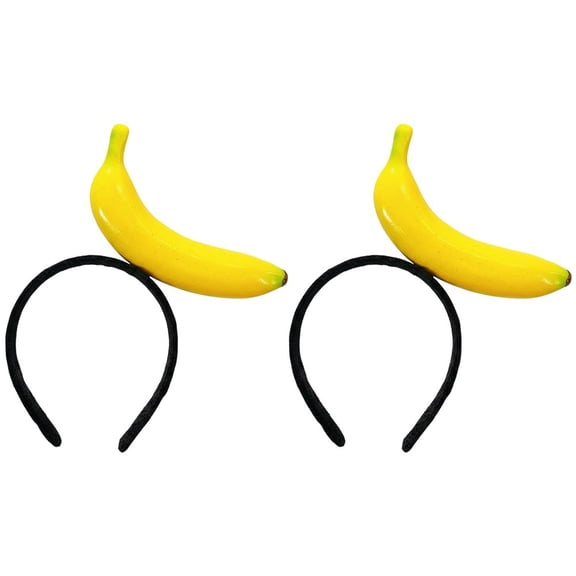 vlrwzc Simulated Food Design Hair Hoop 2pcs Funny Kawaii Fruit Headwear Novelty Banana Hair Bands Halloween Headband for Washing Face