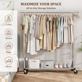 thumbnail image 5 of Mr IRONSTONE Heavy Duty Clothes Rack, Rolling Garment Rack with Lockable Wheels and Bottom Shelf, Metal Closet Organizer for Bedroom Laundry, Silver, 5 of 8