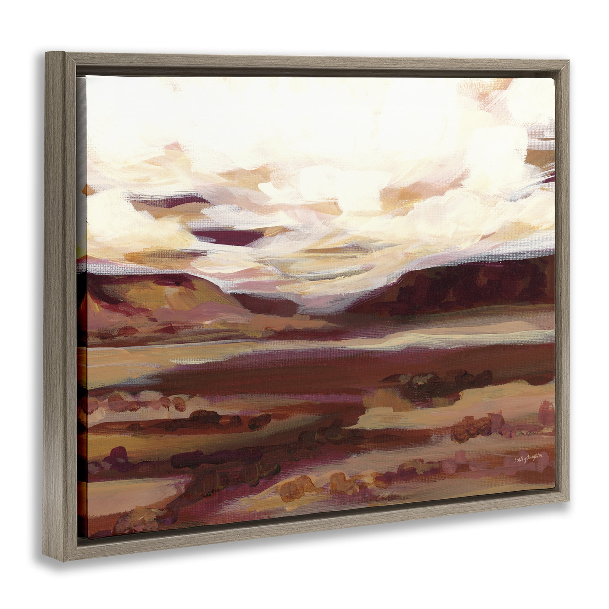Stupell Industries Canyon Mesa Landscape Landscape Painting Brown Floater Framed Art Print Wall Art, 21 x 17