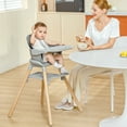 thumbnail image 4 of Babyomi Convertible High Chair for 2 Babies, 11-in-1 Wooden Booster with Double Easy-Clean Trays & PU Cushion,Gray, 4 of 8