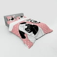thumbnail image 3 of Ambesonne Pug Bedding Set 3 Pcs, I Love Dogs Paw Print Logo, Twin, Pink Black White, 3 of 3