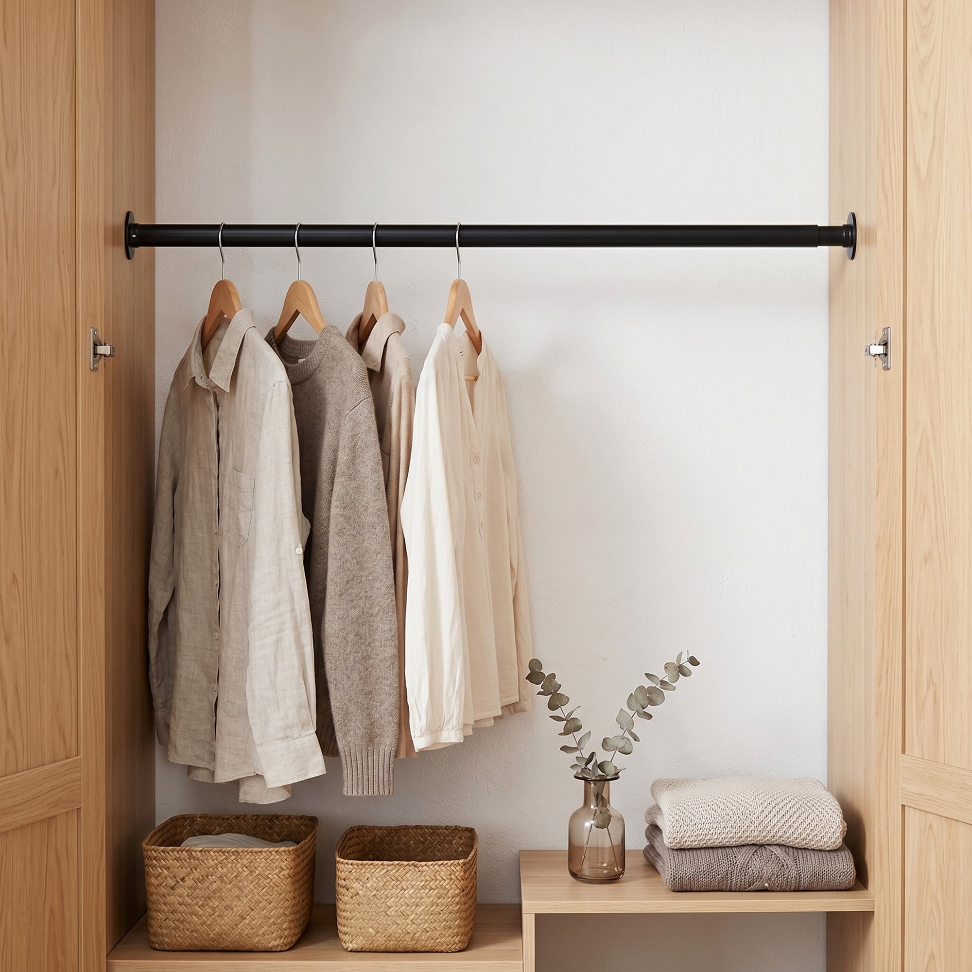 Better Homes & Gardens 33–60" Steel Adjustable Closet Rod for Adult, Black