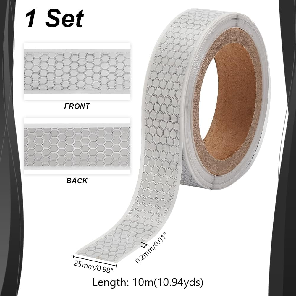 10M PES Reflective Iron On/Sew On Patches with Hot Melt Adhesive on the Back Flat Silver 50x0.2mm