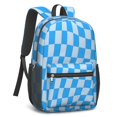 thumbnail image 2 of Blue Wavy Checkered Pattern 17" School Backpacks for Teens,Waterproof Oxford Fabric,S-Shape Padded Straps for School,Travel,Hiking,Camping, 2 of 6