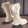 thumbnail image 4 of B91xZ Girls Boots Long Boots High Boots Autumn and Winter New Girl Soft Bottom Leather Boots (White, 13 Little Child), 4 of 5