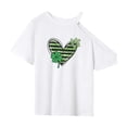 thumbnail image 1 of Camiseta de verano para mujer, camisetas femeninas, cuello redondo, manga corta, camiseta con hombros descubiertos para desplazarse, trabajar, caminar, vacaciones XL Yinane Manga corta para mujer, 1 of 8