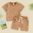 thumbnail image 2 of Bagilaanoe Baby Girls Summer Outfit Shorts Sets Short Sleeve T-Shirts Shorts Toddler Kids Casual Floral Clothes 0-3T, 2 of 8
