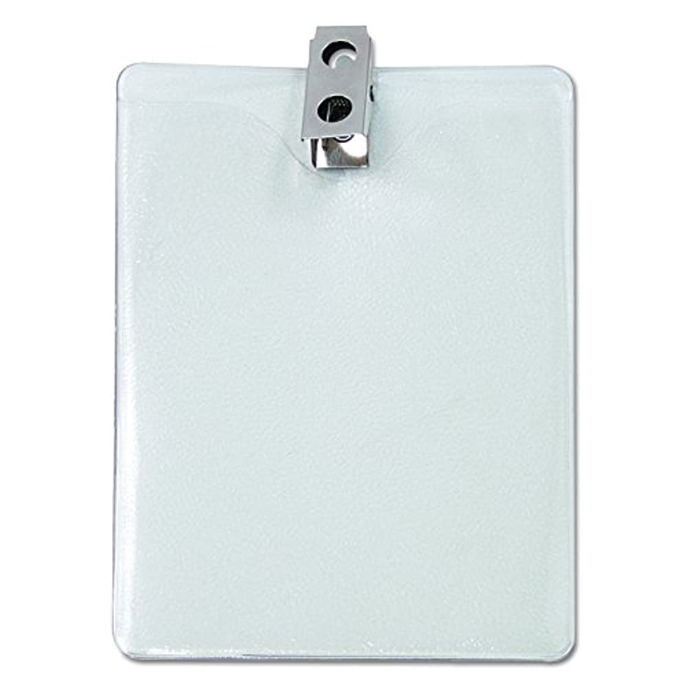 ADVANTUS Security and ID Badge Holder with Clip, Vertical, 3 x 4" Insert Size, Vinyl, Box of 50 (75457)