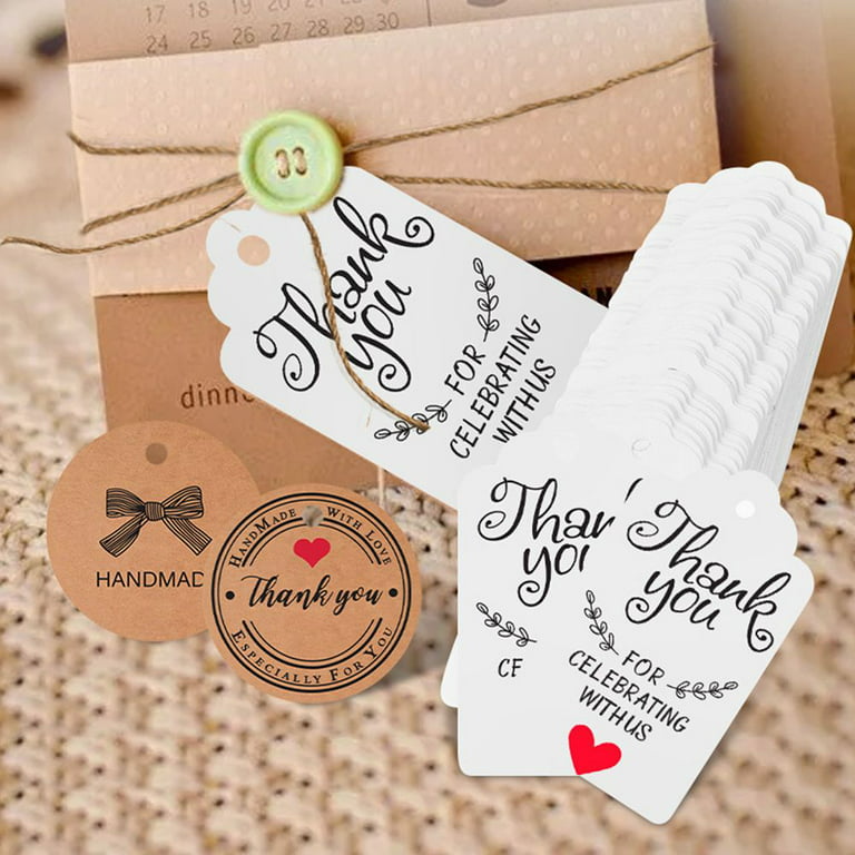 100pcs Kraft Paper Gift Tags Thank You for Celebrating with us Labels  Handmade