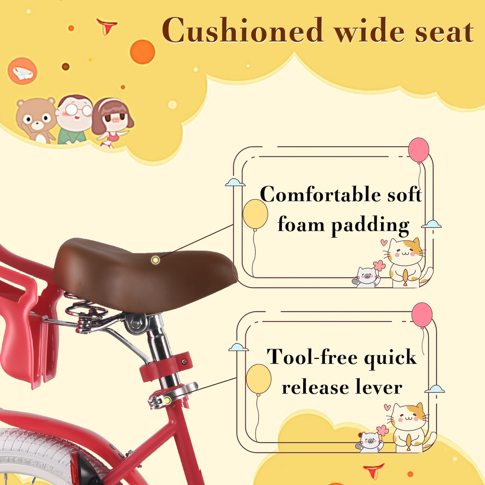 RULLY Strawberry Kids Bike 12 Inch Bicycle for Girls Ages 2 3 4