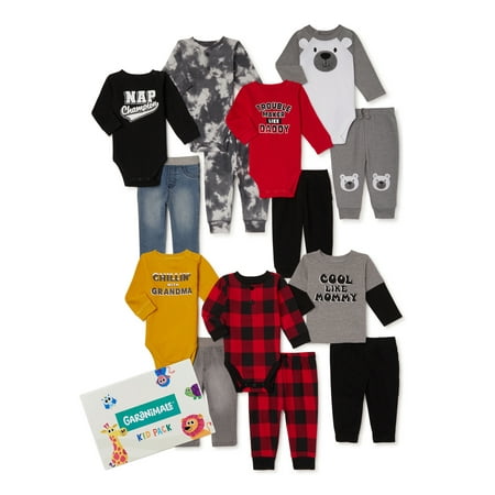 Garanimals Baby Boys Holiday Mix & Match Outfit Kid Pack Gift Box, 14-Piece, Sizes 0/3M-24M