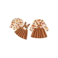 thumbnail image 2 of RUINIXCW Toddler Baby Girl Boy Halloween Thanksgiving Outfit Fall Winter Clothes Pumpkin Maple Leaf Long Sleeve Mock Neck Tops Corduroy Overall Dress, 2 of 10
