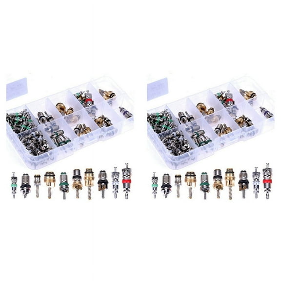 208Pcs Car Air Conditioner Valve Cores Assortment A/C AC Shrader Core & Tool R134 R12 HVAC Valves Kit