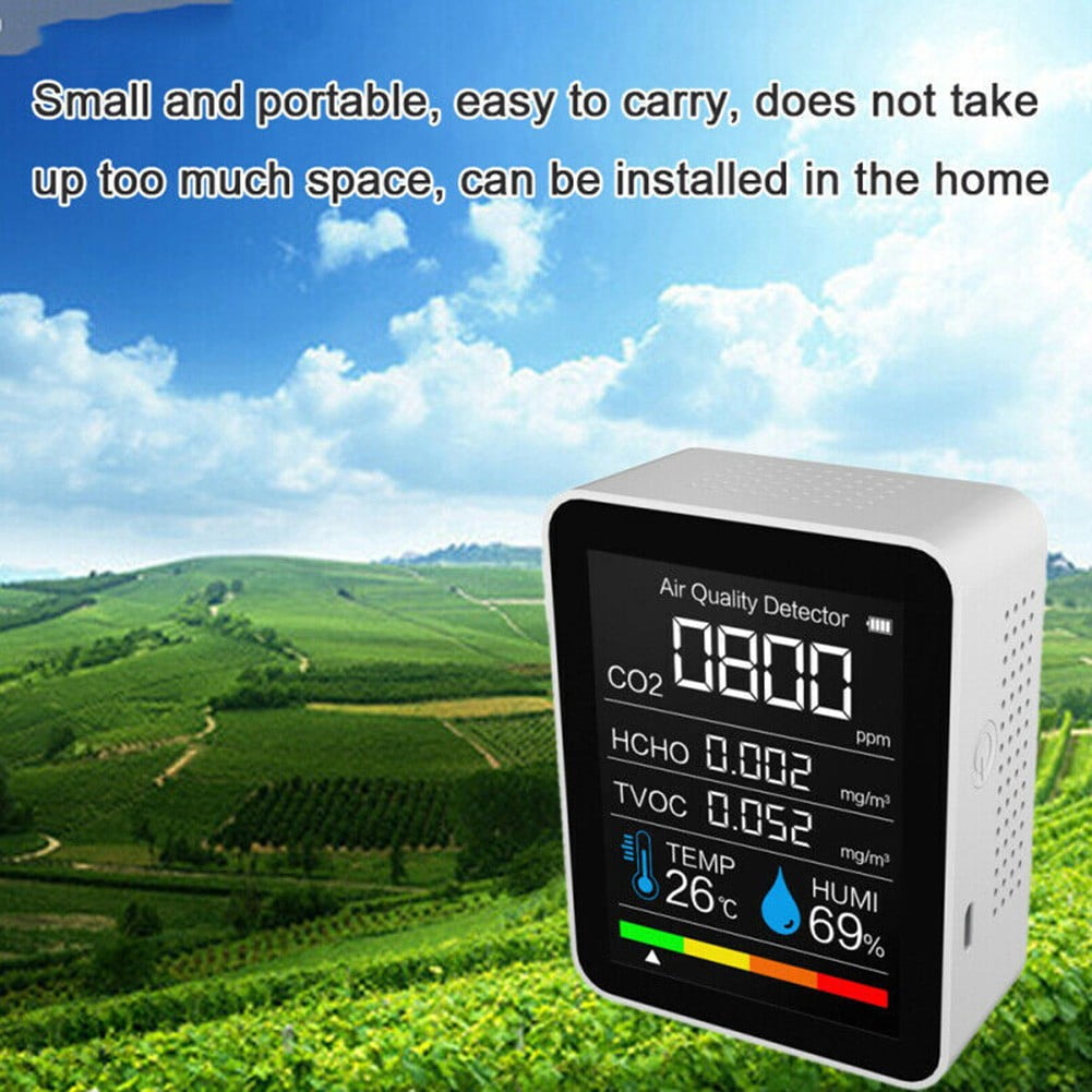 5In1 Co2 Meter Temperature Humidity Air Quality Monitor Carbon Dioxide Detector