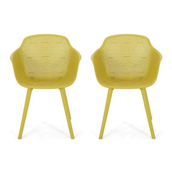 Christopher Knight Home Davina Outdoor Dining Chair Set of 2, Yellow