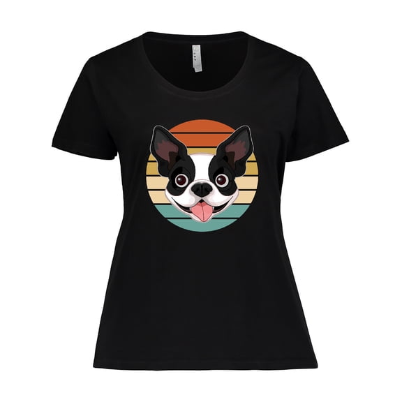 Inktastic Boston Terrier Dog Retro Sunset Women's Plus Size T-Shirt