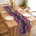 thumbnail image 3 of Watercolor Floral Table Runner - 90 Inch Long Spring Purple Dandelion Lily Leaves Plants Cotton and Linen Blended Dress Scarves Farmhouse Table Runner for Kitchen Dining, Coffee Table, 13" x 90", 3 of 8