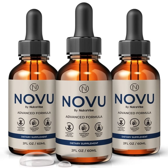 (3 Pack) Novu Drops – Daily Liquid Formula with a Clean, Natural Blend to Support Natural Flow, Balanced Levels & Healthy Circulation | Convenient for Consistent Use (90 Servings)