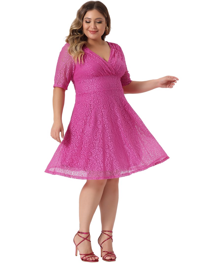 DARING DIVA V Neck Swing A-Line Cocktail Wedding Midi Lace Dress 4X Hot Pink - Walmart.com DARING DIVA V Neck Swing A-Line Cocktail Wedding Midi Lace Dress 4X Hot Pink - Walmart.com