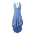 thumbnail image 3 of ASEIDFNSA Women Western Maxi Dress Deep V Neck Sleeveless Ruffle High Low Beach Dress, 3 of 3