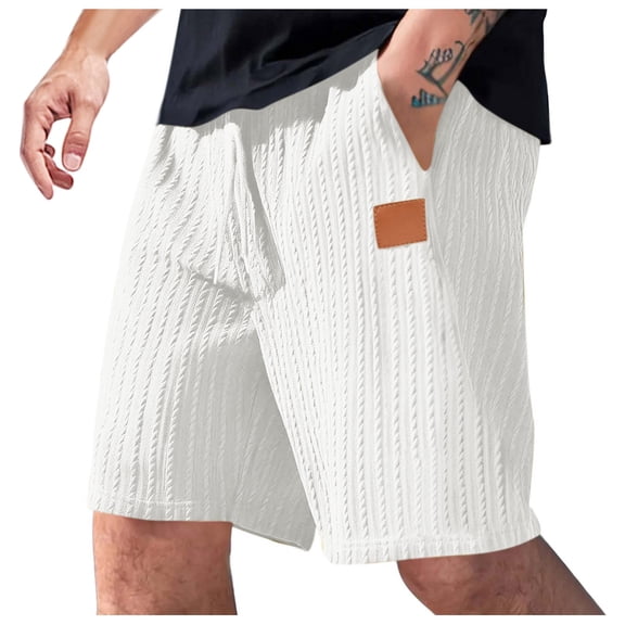 KeShDi Mens Shorts Casual Mens Khaki Shorts Men Casual Fashion Loose Comfortable Pocket Drawstring Elastic-Waist Shorts Half Shorts Pants White M