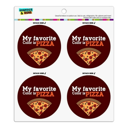 

My Favorite Color is Pizza Refrigerator Fridge Locker Vinyl Circle Magnet Set
