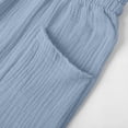 thumbnail image 3 of Capri Pants for Women Summer Baggy Comfy Straight Wide Leg Solid Elastic Waist Cropped Capris Soft Slacks(Sky Blue,S), 3 of 7