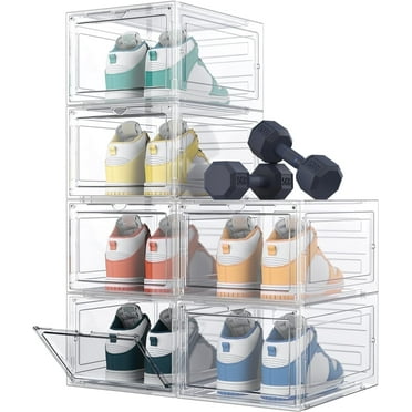 Govvep 6-Compartment Freestanding Shoe Organizer, Clear, Holds up to 6 Pairs of Shoes, 6 Count