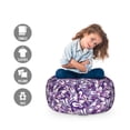 thumbnail image 2 of Dark Purple Storage Toy Bag Chair, Lilac Strokes Curvy Swirls and Motifs Vintage, Stuffed Animal Organizer Washable Bag, Small Size, Fuchsia Blue Violet, by Ambesonne, 2 of 3