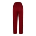 thumbnail image 4 of Scyoekwg Trendy Dress Pants Women Casual High Waist Joggers Pants Solid Color Slim Comfortable Straight Pants (Red,S), 4 of 5