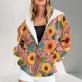 thumbnail image 6 of SOFTCCLO Zip Up Hoodie Women Long Sleeve Allover Print Full Zip Sweatshirt Fall Winter Relaxed Fit Athletic Wear Multicolour L, 6 of 6