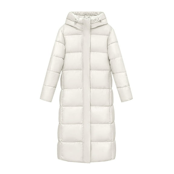 Baqcunre Women's Clothing, Women's Thickened Down Jacket - Winter Hooded Long Puffy Packable Jacket, Warm Puffer Down Coat for Valentine'S Day Gift, 1Pc Cotton Jacket Beige L