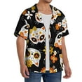 thumbnail image 4 of Haiem Cat Skulls and Flowers Men's Casual Shirts Short Sleeve Button Down Shirts Fashion Textured Summer Beach Shirt-4X-Large, 4 of 7