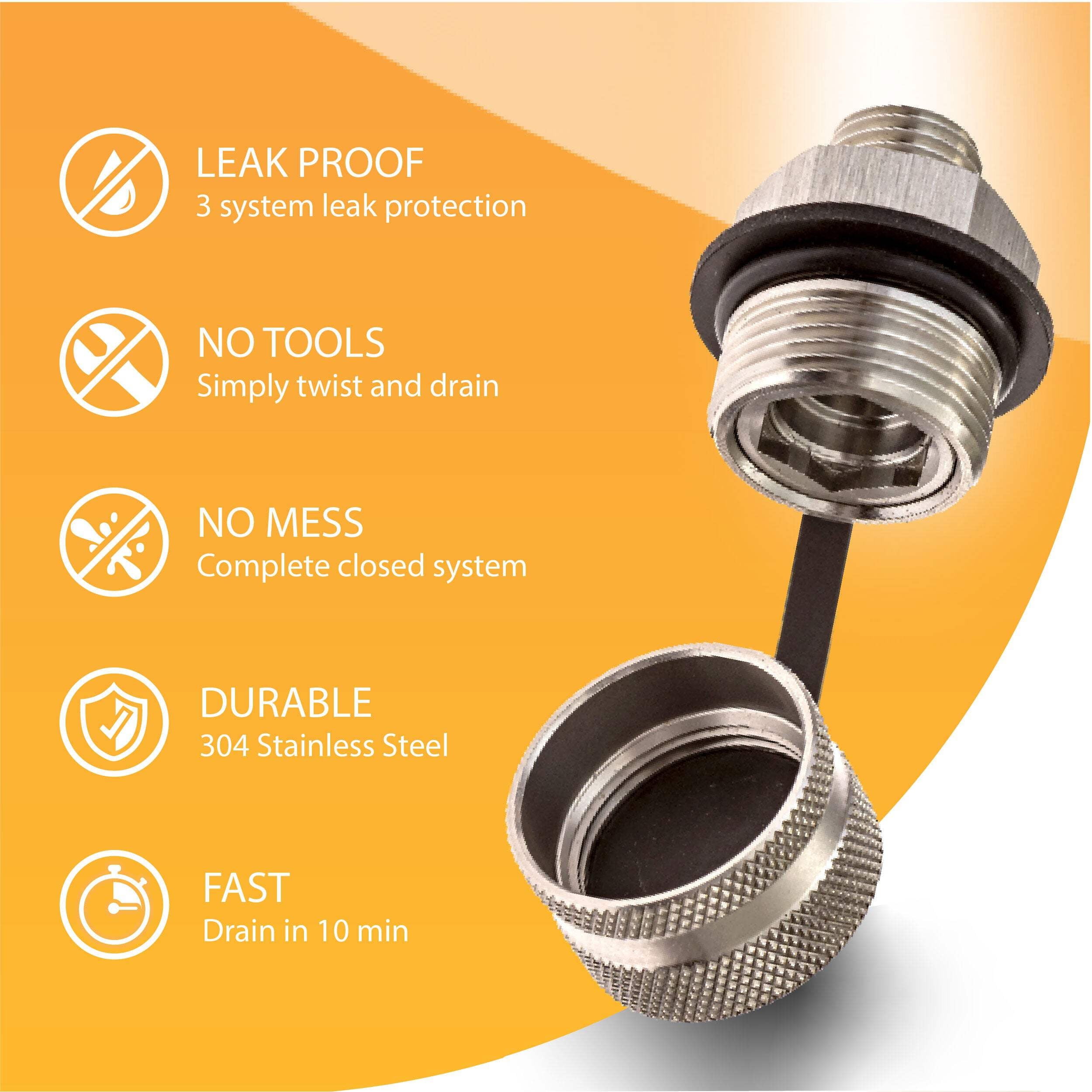 ValvoMax Oil Drain Valve for Oil Changes - No Tools, No Mess - M14-1.50 Thread Size