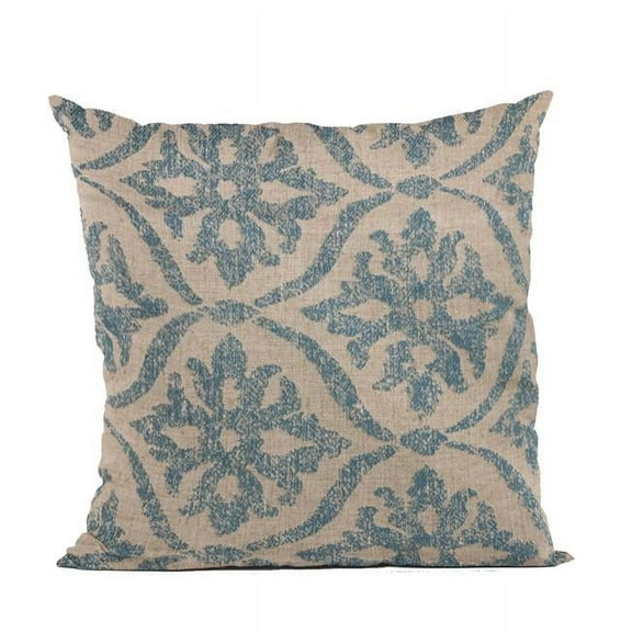 Blue Flowers Jacquard Luxury Throw Pillow - 20 x 20 in.