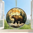 thumbnail image 2 of RKSTN Brown Bear Stained Glass Sunlight Catcher Colorful Window Hanging Acrylic Sign Hanging Red Decorations, 3.93", 2 of 6