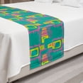 thumbnail image 2 of Retro Bed Runner, Funky Formations in Vintage Style Digitally Generated Contours, Decorative Accent Bedding Scarf for Hotels Homes and Guestrooms, King, Green Pale Fuchsia and Yellow, by Ambesonne, 2 of 2