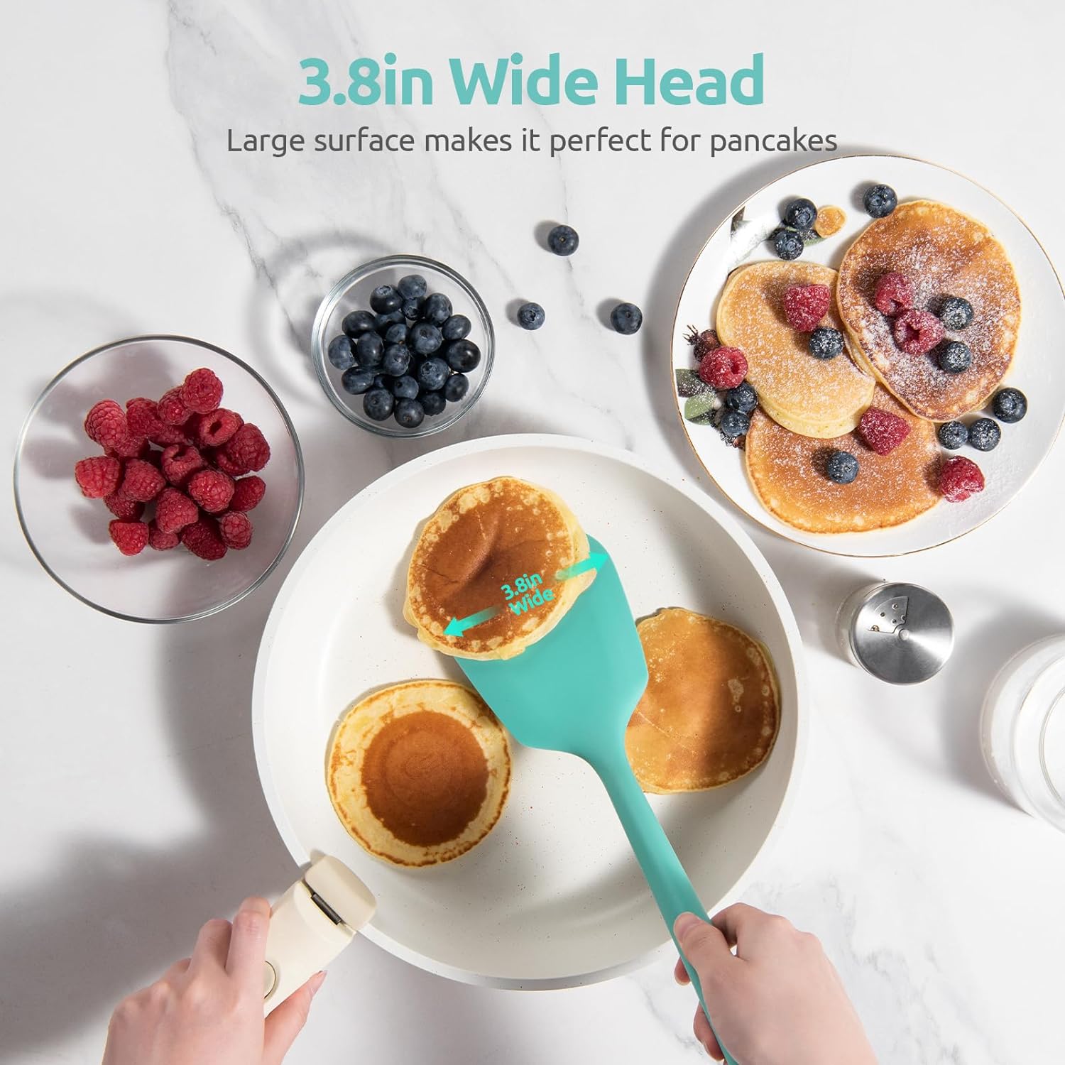 U-Taste Heat Resistant Silicone Turner Spatula Set, 2-Piece, Aqua photo 6