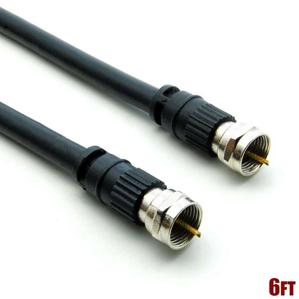 6FT Coax Coaxial F Type Screw On RG6 HD Satellite Cable TV Antenna Cable  Black - Walmart.com - Walmart.com