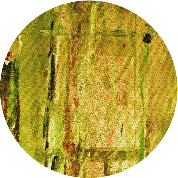 Ahgly Company Indoor Round Patterned Dark Bisque Brown Area Rugs, 4' Round