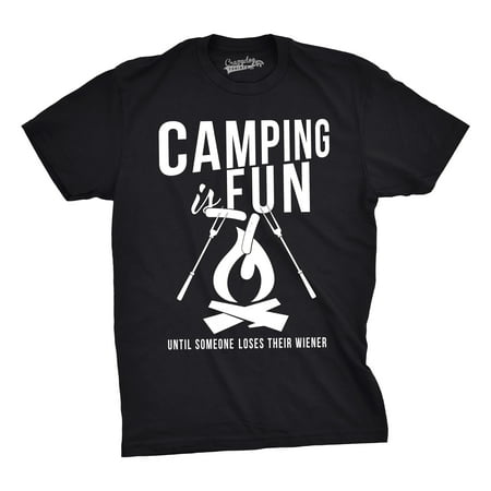 Fun Novelty T-shirt - Crazy Dog T-shirts Mens Camping Is Fun Until You Lose a Wiener Funny T shirts Hilarious Novelty Camp T shirt