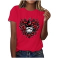 thumbnail image 4 of ChaoHeng Casual Blouses on Trendy Blouse for Women 2025 Ladies' Valentine's Day Printed Casual Pullover Round Neck Short Sleeved Top, 4 of 5