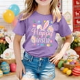 thumbnail image 2 of Toddler Girls Summer Cute Tops Easter Print Short Sleeve T Shirt Round Neck Tee Top Size 2-3T , Purple, 2 of 4