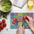 thumbnail image 4 of Cartoon Activity Cutting Board, Colorful English Alphabet Blocks Balloon Letter Design, Decorative Tempered Glass Cutting and Serving Board, Small Size, Multicolor, by Ambesonne, 4 of 5